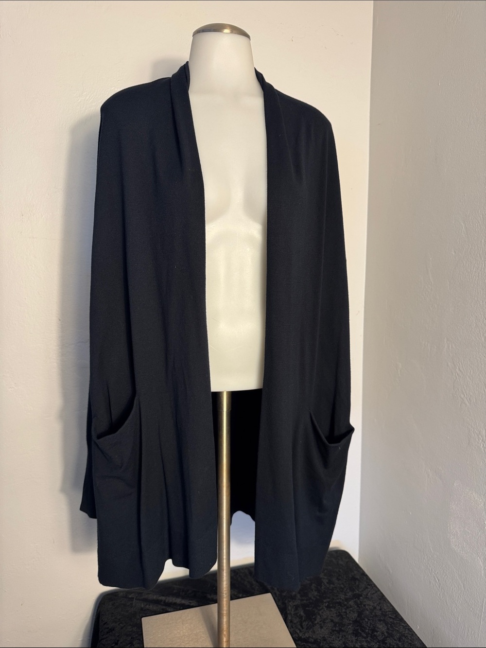 Daily Ritual Long Duster Sweater – Black, XL, Soft, Roomy, 2 Pockets